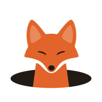 red fox on the hole,watching  vector illustration