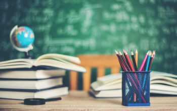 book with green board background